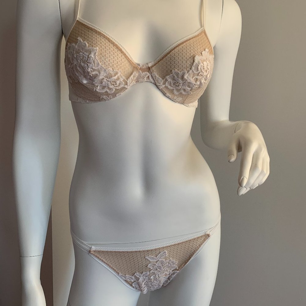 La Perla Balconette Bra in Lycra with Flower Lace